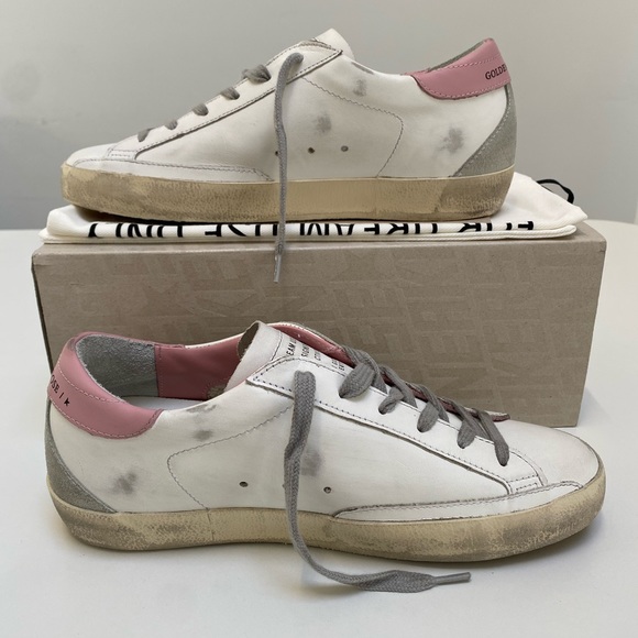 Golden Goose Superstar Sneaker White Leather/Pink Heel/Gray Star sz 38 NIB - Picture 5 of 15